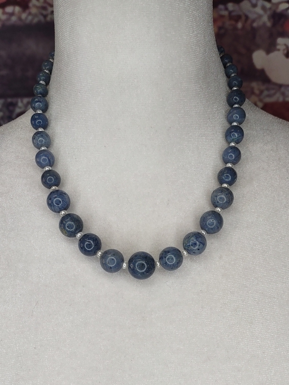 Designer Lee Sands Blue Coral/Pearl Necklace